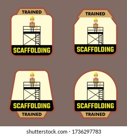 Trained scaffolding sticker vector design for attach at safety helmet. Construction and industrial.