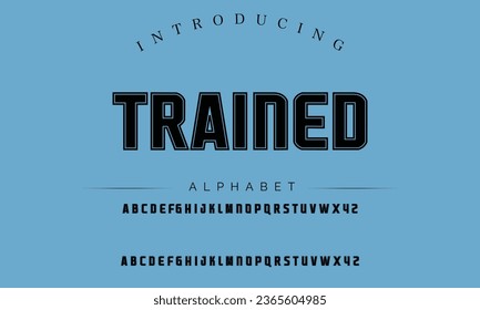 Trained Sport Modern Italic Alphabet Font. Typography urban style fonts for technology, digital, movie logo design. vector illustration