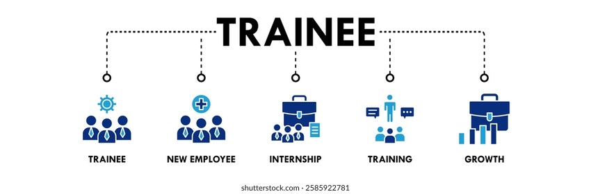 Trainee banner web icon illustration concept with icon of trainee, new employee, internship, training, and growth