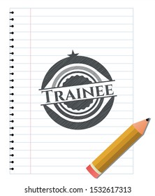 Trainee drawn with pencil strokes. Vector Illustration. Detailed.