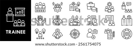 Trainee icon collection set. Containing design trainee, professional, work, business, employee