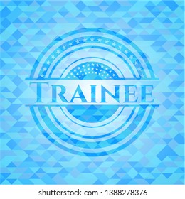 Trainee light blue emblem with triangle mosaic background