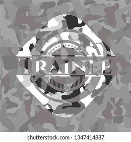 Trainee on grey camouflage texture