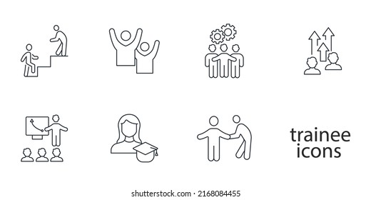 Trainee program and apprenticeship icons set . Trainee program and apprenticeship pack symbol vector elements for infographic web
 