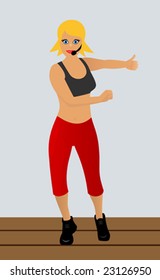 Trainer of aerobics during a lesson