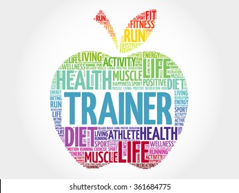 Trainer apple word cloud, health concept