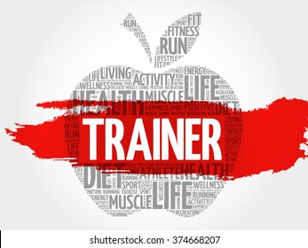 Trainer apple word cloud, health concept