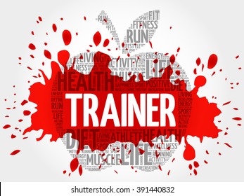 Trainer apple word cloud, health concept