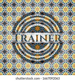 Trainer arabic badge background. Arabesque decoration.