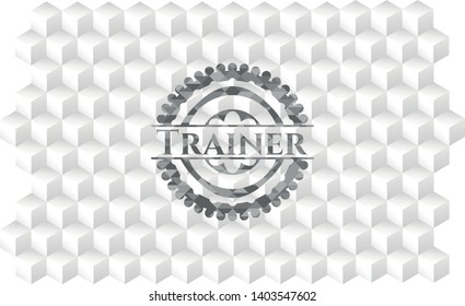Trainer grey badge with geometric cube white background