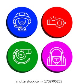 trainer icon set. Collection of Coach, Whistle, Gym bag icons