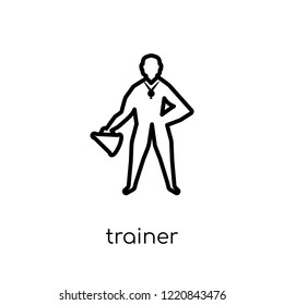 Trainer icon. Trendy modern flat linear vector Trainer icon on white background from thin line Gym and fitness collection, editable outline stroke vector illustration