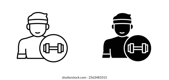 Trainer icons in outline and fill. vector illustration for ui.