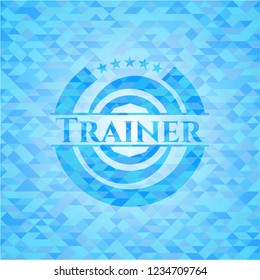 Trainer light blue emblem with triangle mosaic background