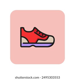 Trainer line icon. Shoelaces, sneaker, sports shoe. Footwear concept. Can be used for topics like shoe store, fitness, exercises