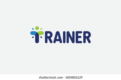 Trainer Logo Gym Workout Fitness concept for Athlete Active sport vector design  