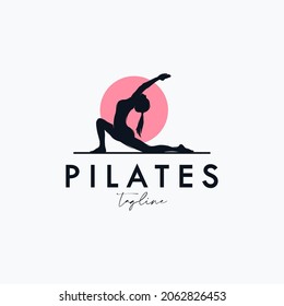 Trainer Pilates Woman Silhouette creative vector logo design