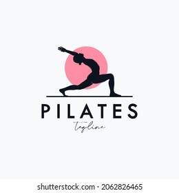 Trainer Pilates Woman Silhouette creative vector logo design