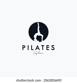 Trainer Pilates Woman Silhouette creative vector logo design