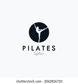 Trainer Pilates Woman Silhouette creative vector logo design