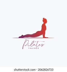 Trainer Pilates Woman Silhouette creative vector logo design