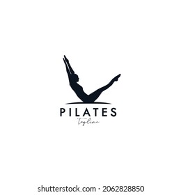 Trainer Pilates Woman Silhouette creative vector logo design