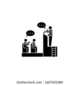 Trainer questions chat bubbles icon. Simple business indoctrination icons for ui and ux, website or mobile application