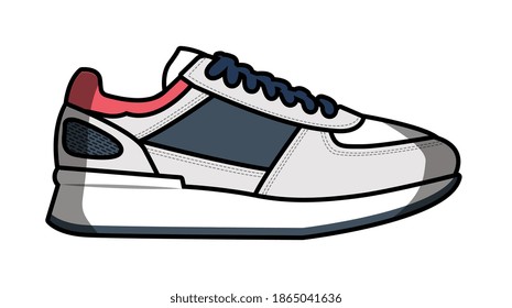 Trainer shoe with shoelace isolated on white background