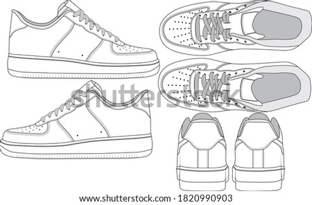 trainer, sneaker footwear, technical drawing 