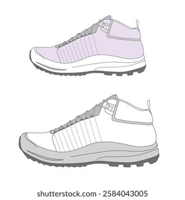 Trainer sneakers mockup template vector design technical illustration.