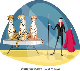 trainer and tigers in the circus