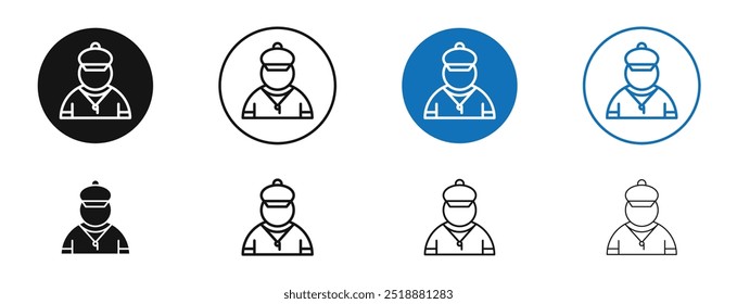 Trainer-Vektorsymbol in schwarz-blauen Farben