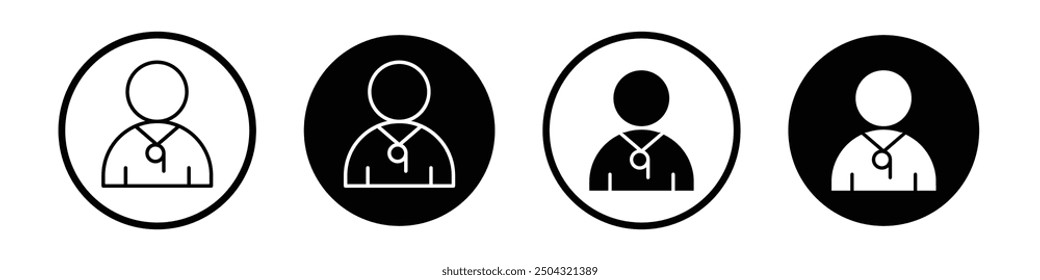 Trainer vector icon set black filled and outlined style.