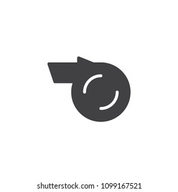 Trainer whistle vector icon. filled flat sign for mobile concept and web design. Referee whistle simple solid icon. Symbol, logo illustration. Pixel perfect vector graphics