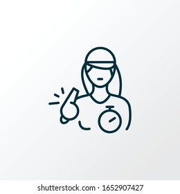 Trainer woman icon line symbol. Premium quality isolated sport teacher element in trendy style.