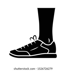 Trainers Glyph Icon. Women And Men Stylish Footwear For Sports Workout. Unisex Casual Sneakers, Modern Comfortable Tennis Shoes. Silhouette Symbol. Negative Space. Vector Isolated Illustration