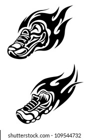 Trainers with tribal flames as a sports tattoo or mascot, such a logo. Jpeg version also available in gallery