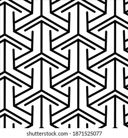 Traingle Pattern Of Black Lines With White Background.