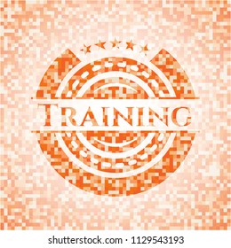 Training abstract orange mosaic emblem