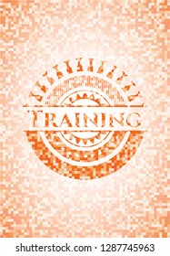 Training abstract orange mosaic emblem with background