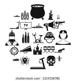 Training actor icons set. Simple set of 25 training actor vector icons for web isolated on white background