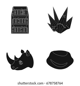 training, animal and or web icon in black style.beauty, Coal mining icons in set collection.