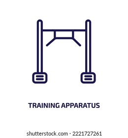 training apparatus icon from gym and fitness collection. Thin linear training apparatus, apparatus, equipment outline icon isolated on white background. Line vector training apparatus sign, symbol for