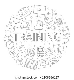 Training background from line icon. Linear vector pattern
