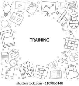 Training background from line icon. Linear vector pattern
