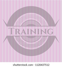 Training badge with pink background