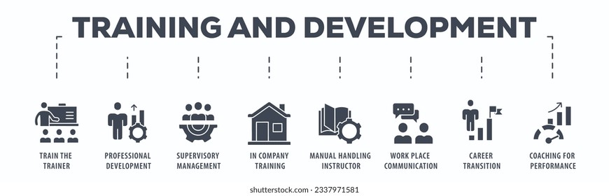 Training banner web icon vector illustration concept for education with icon of coaching, teaching, knowledge, development, learning, experience, and skills