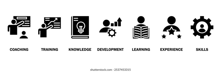 Training banner web icon vector illustration concept for education with icon of coaching, teaching, knowledge, development, learning, experience, and skills