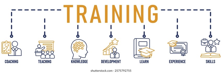 Training banner web icon vector illustration concept for internship training and learning program apprenticeshi