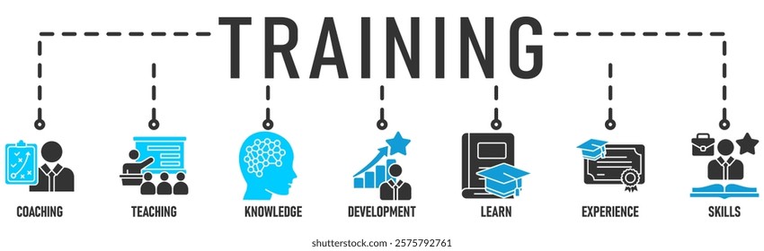 Training banner web icon vector illustration concept for internship training and learning program apprenticeshi